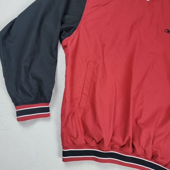 Vintage Reebok Windbreaker Jacket Men's Large Red Pullover Essential V-Neck 90's - Picture 3 of 8